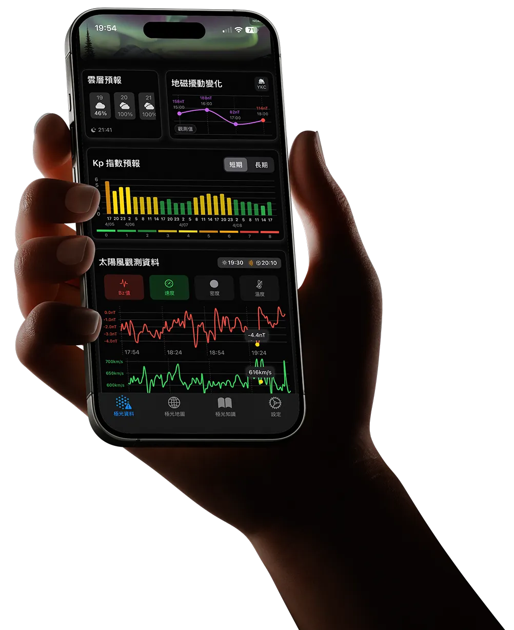 Eh! Aurora app showing real-time aurora forecast on iPhone